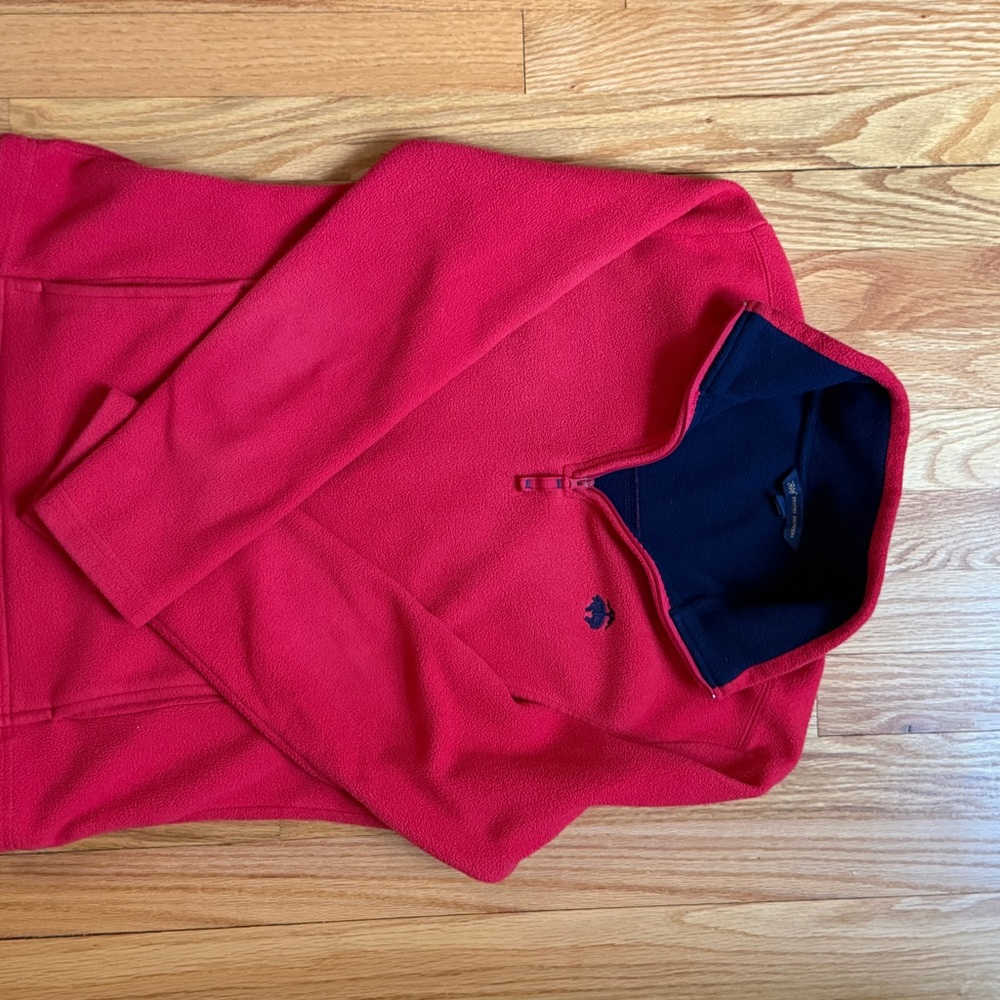 Brooks Brothers Red and Navy Fleece Quarter Zip 1/4 Zip Sweatshirt - Picture 6 of 9